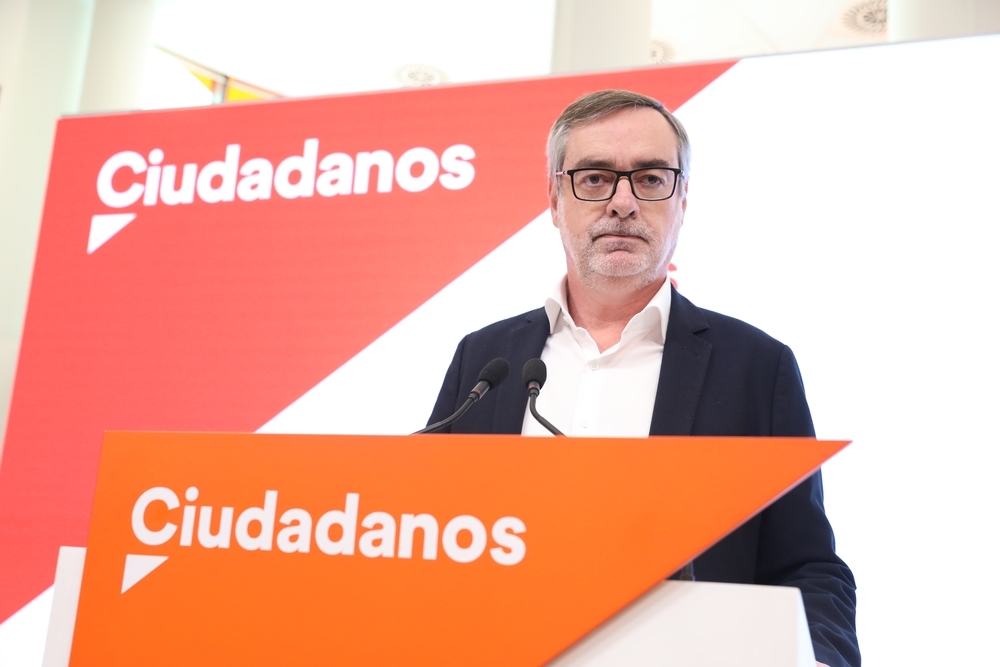 El secretario general de Ciudadanos, José Manuel Villegas, en rueda de prensa en la sede del partido.