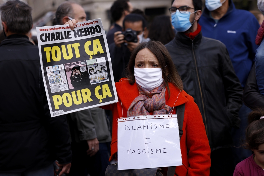 Demonstration against the killing of Samuel Paty  / YOAN VALAT