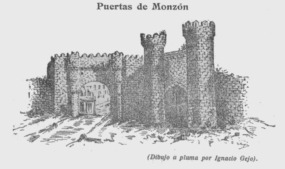 Puertas de Monzón. Del libro 'Guía de Palencia y su provincia' de Ambrosio Garrachón Bengoa (1920)