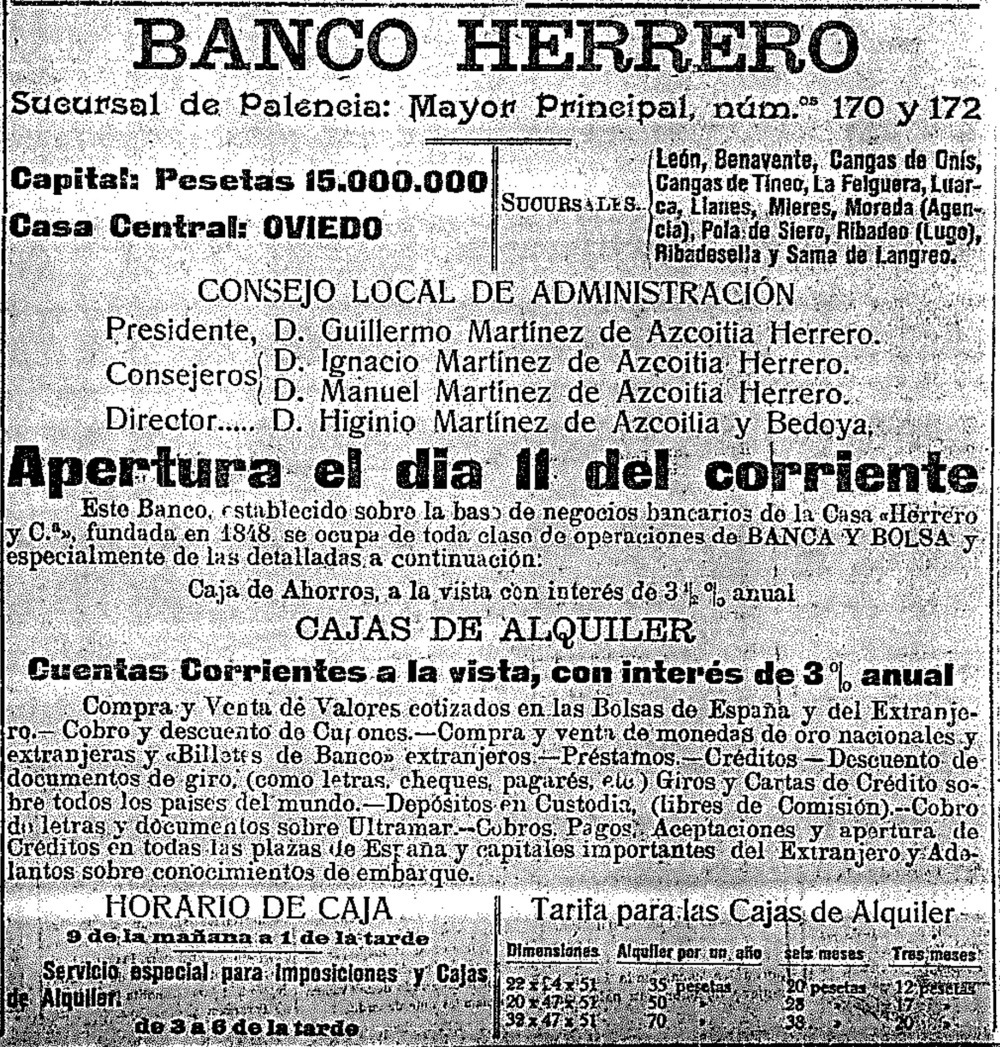 Del Banco Herrero al Sabadell, 100 años de historia