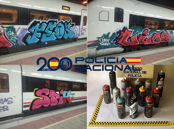 La Policía Nacional detiene 'in fraganti' a tres grafiteros